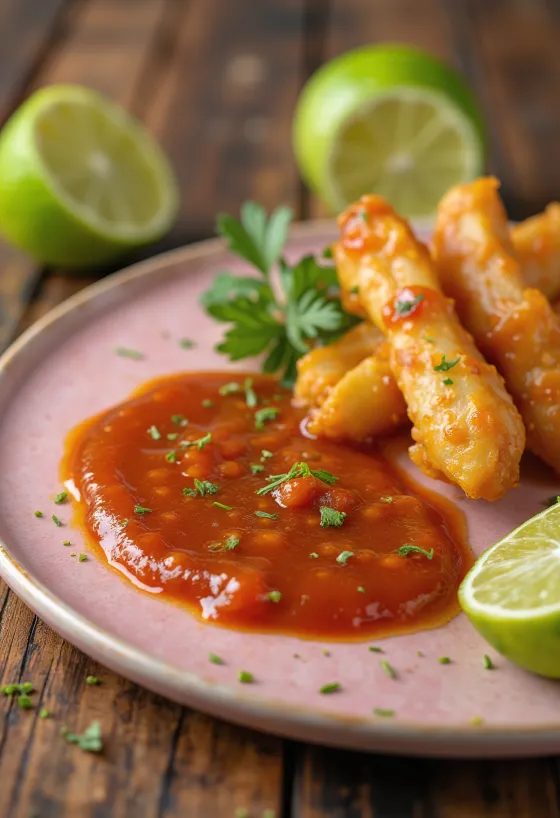 Imbirowo-limonkowy sos barbecue z curry podany w miseczce