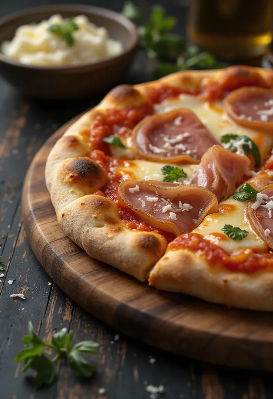Pizza con Pancetta z boczkiem i serem