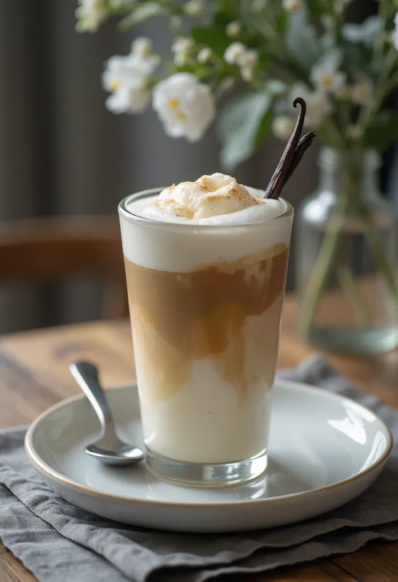Waniliowe latte świeżo podane