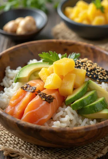 Chirashizushi z tamago, podane ze świeżymi warzywami i rybami