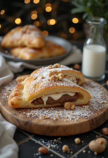 Świeżo upieczone calzone z kremem orzechowym