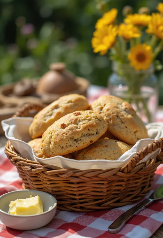 Talerz z pełnoziarnistymi pogaczami
