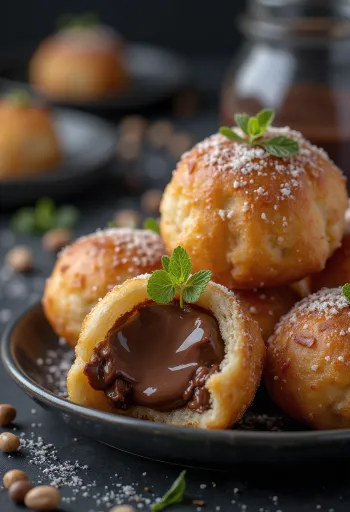 Zeppole z Nutellą, podawane na świeżo