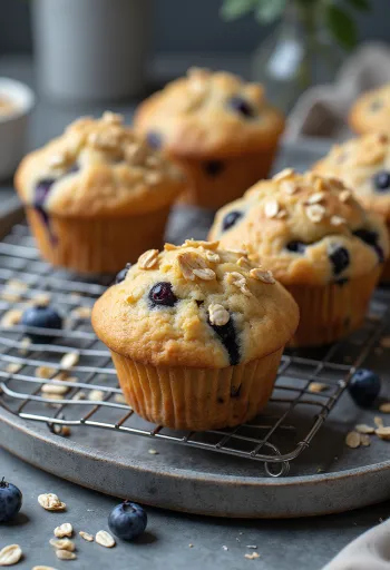 Muffiny owsiane z owocami podane na talerzu