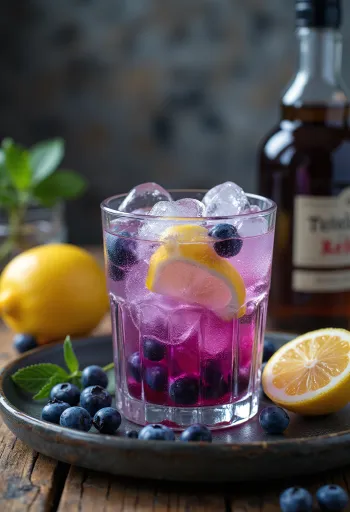 Lemoniada z borówkami i miętą podana