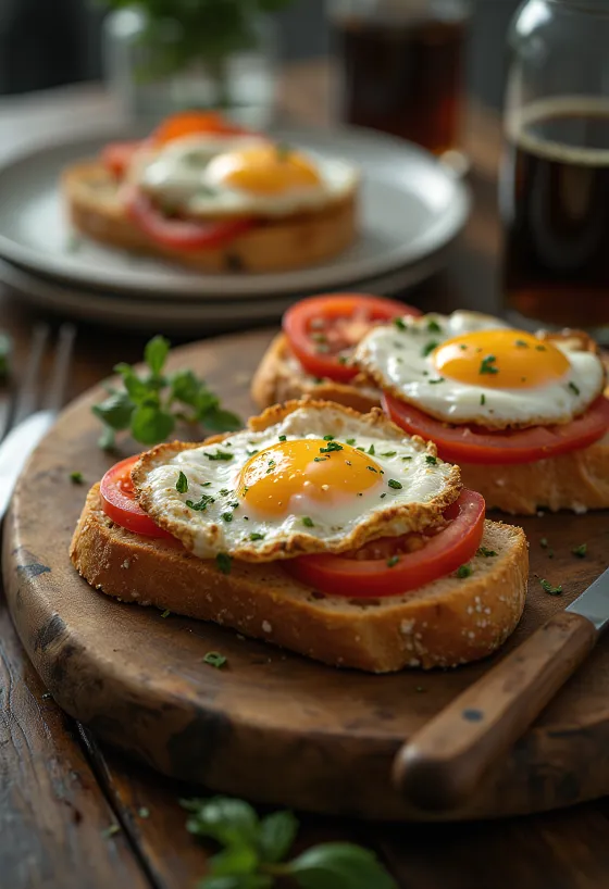 Pa amb tomàquet i ou ferrat, grzanka, pomidor i jajko sadzone