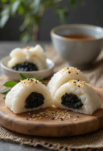 Onigiri z nadzieniem nori tsukudani świeżo podane