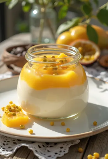 Panna cotta z owocami tropikalnymi w szklance