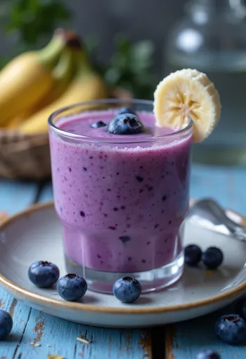 Smoothie borówkowe podane w szklance