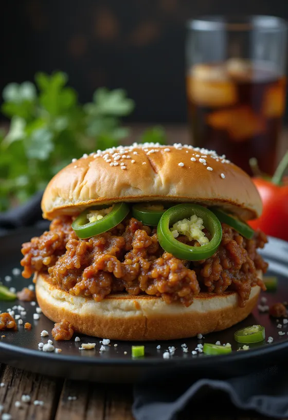Kanapka Sloppy Joe z jalapeño, z bogatym nadzieniem z mięsa mielonego