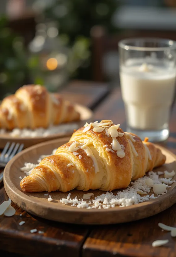 Croissanty Raffaello podane na talerzu
