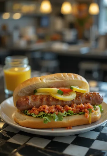 Kanapka Hot Dog podana na talerzu