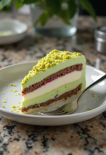 Warstwowy deser lodowy Spumoni pokrojony w plastry