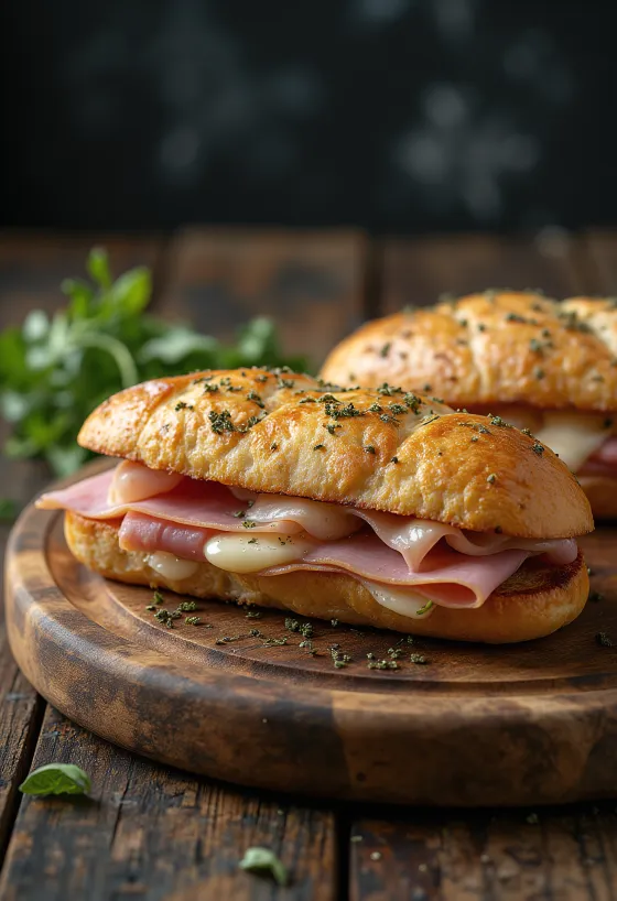 Panini z szynką i mozzarellą, chrupiącym chlebem
