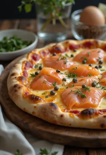 Pizza w stylu duńskim z wędzonym łososiem
