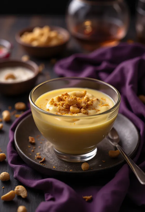 Shrikhand podawany z orzechami nerkowca