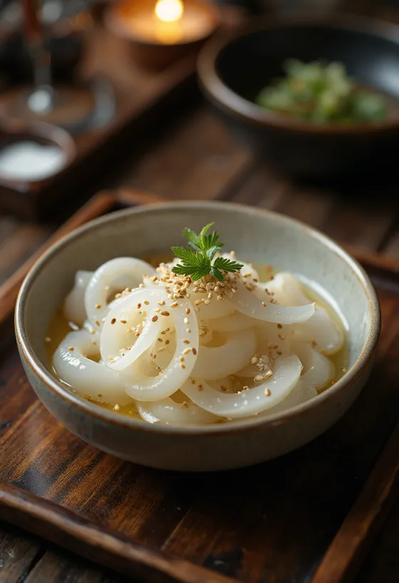 Sunomono daikon, japońska sałatka ze świeżą kolendrą i sezamem