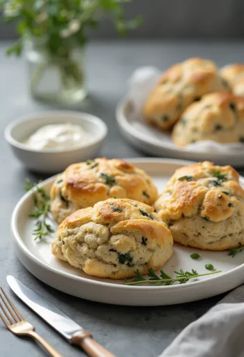 Ziołowe scones podane na stół