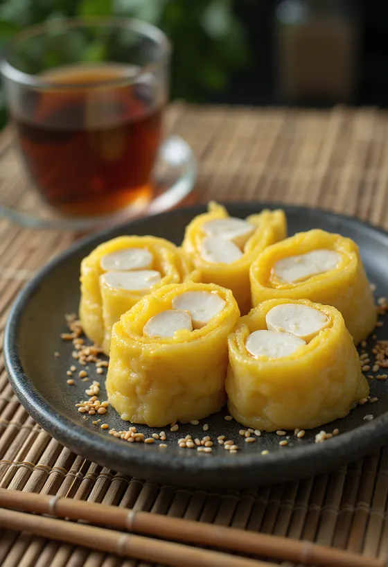 Tamagoyaki z tofu, omlet z bogatym nadzieniem z tofu