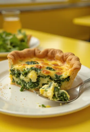 Quiche Florentine podane na stole