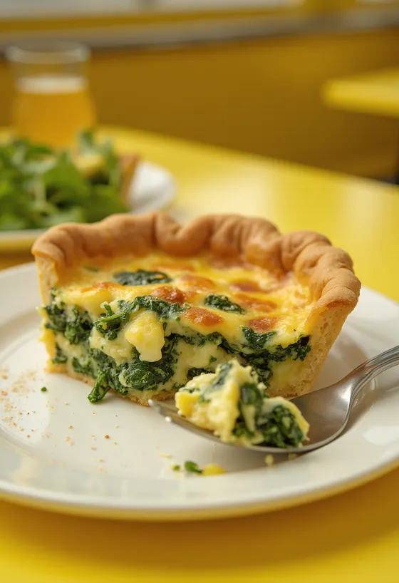 Quiche Florentine podane na stole