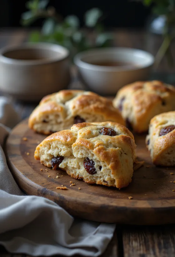 Scones daktylowo-cynamonowe bez cukru podane na talerzu