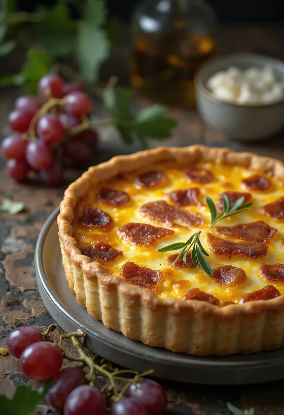 Quiche Lorraine podane na stole