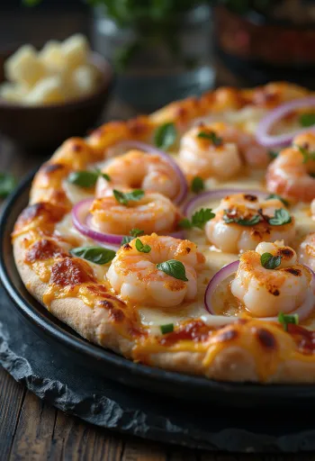 Pizza w stylu szwedzkim z krewetkami