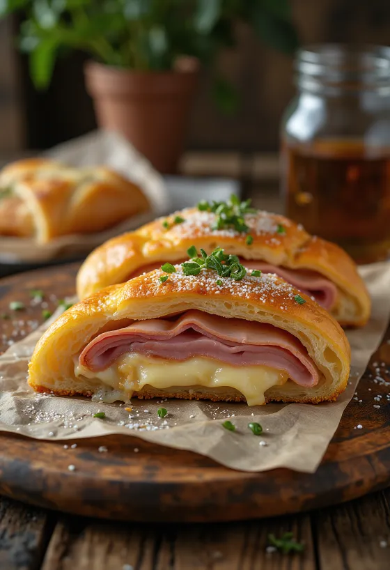 Stromboli z bazylią, świeży ser i pikantne dodatki, w złocistej skórce