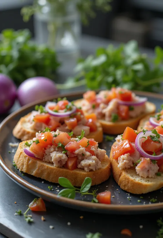 Bruschetta z tuńczykiem i pomidorami