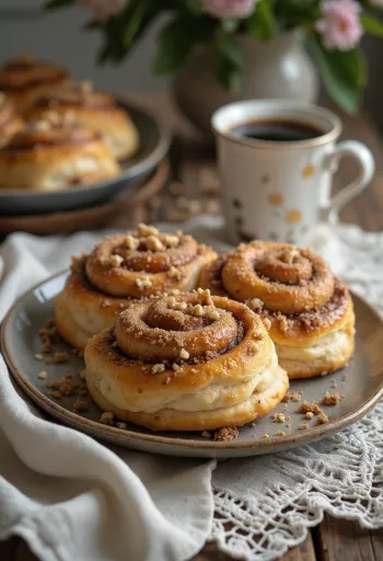 Kanelbulle z orzechami laskowymi świeżo upieczone