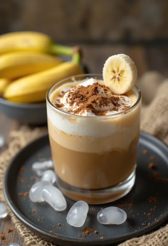 Bananowa kawa mrożona podana kremowo