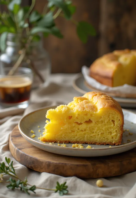 Bolo de fubá z koprem włoskim, miękkie, apetyczne ciasto