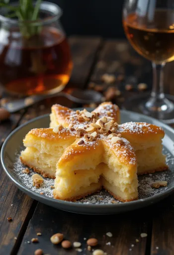 Pandoro z migdałami świeżo upieczone, posypane cukrem pudrem
