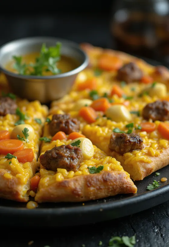 Ryżowa pizza w stylu uzbeckim