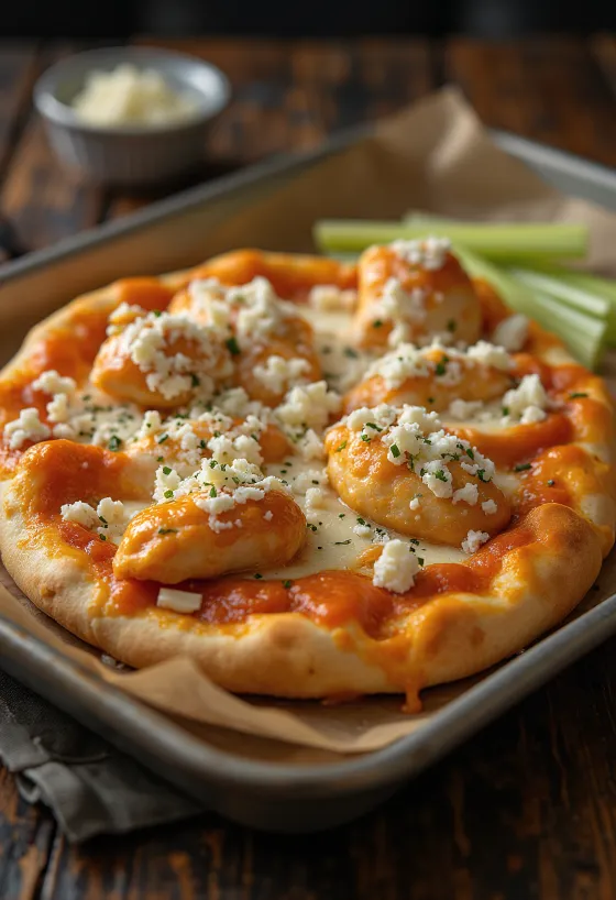 Pizza Buffalo chicken z pikantnym kurczakiem i serem pleśniowym