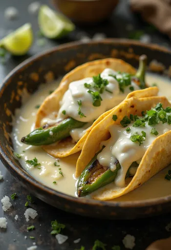Tacos de Rajas con Queso podane