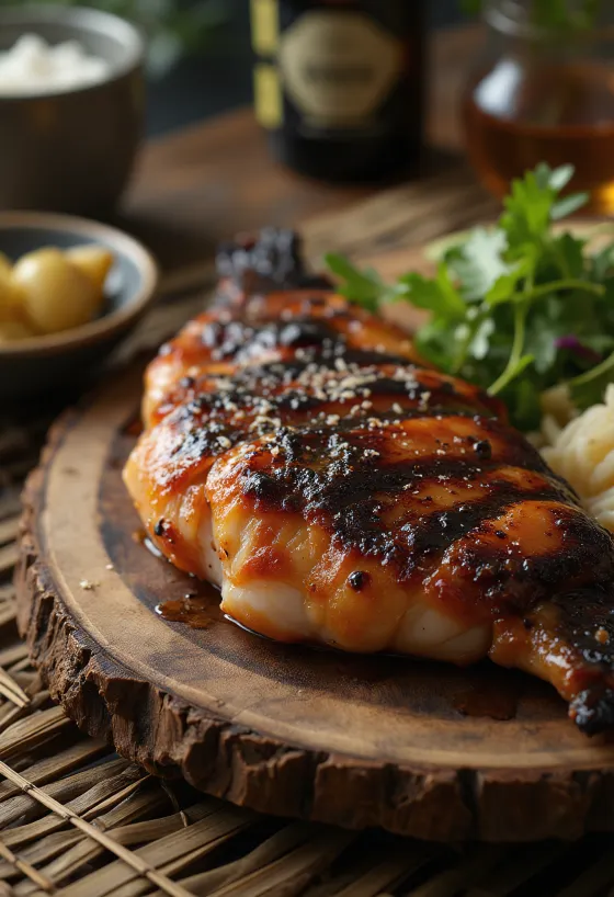 Wędzony karp BBQ podany na talerzu