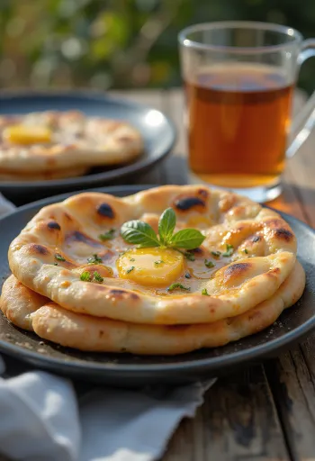 Chleb naan cynamonowo-miodowy podany na talerzu