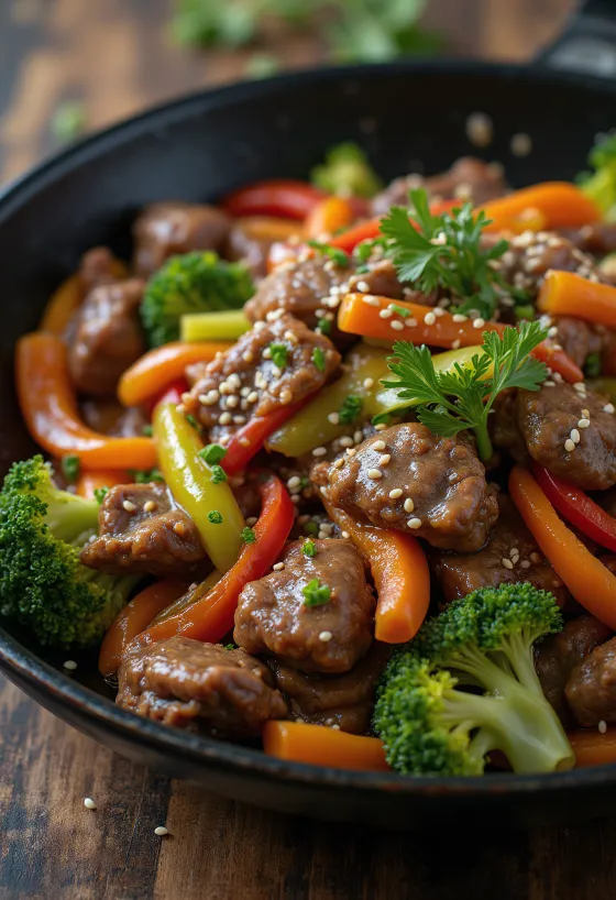 Wołowina Bulgogi z Warzywami, danie w stylu koreańskim