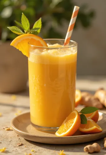 Pomarańczowo-imbirowe smoothie w szklance