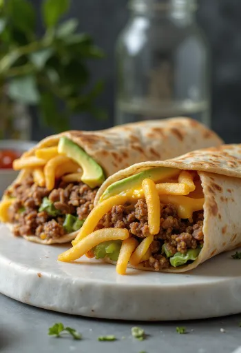 California burrito wypełnione frytkami, wołowiną i serem