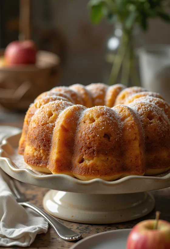 Babka jabłkowo-miodowa podana na talerzu