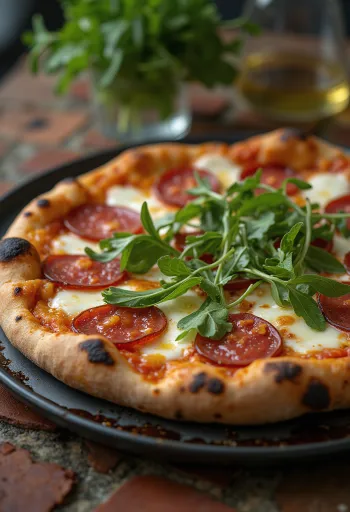 Pizza Diavola z rukolą i pikantnym salami