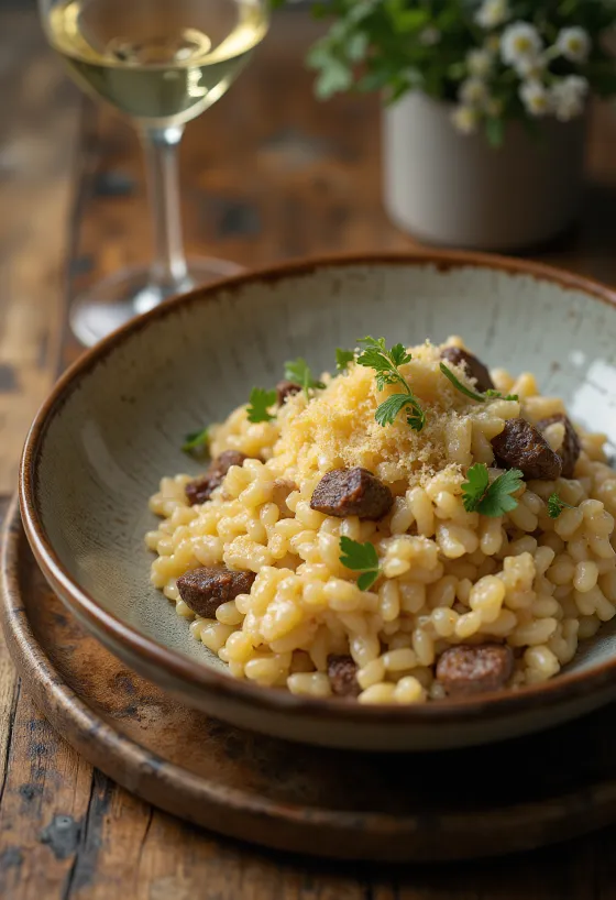 Risotto z wątróbką drobiową, parmezanem i świeżą pietruszką