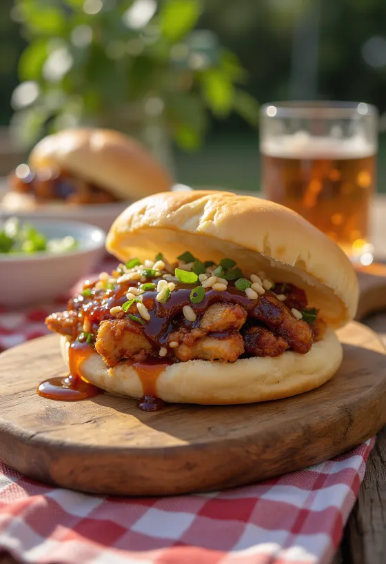 Teriyaki Chicken Bao z sosem teriyaki i ziarnami sezamu