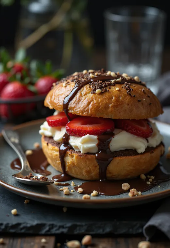 Czekoladowy Burger podany jako deser