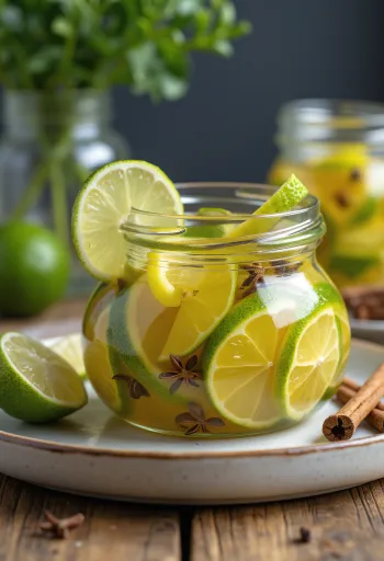 Pikantne marynowane limonki podane w słoiku