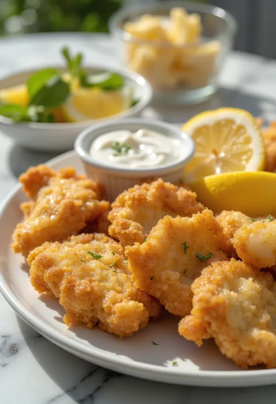 Móżdżek w chrupiącej panierce podawany ze świeżymi warzywami