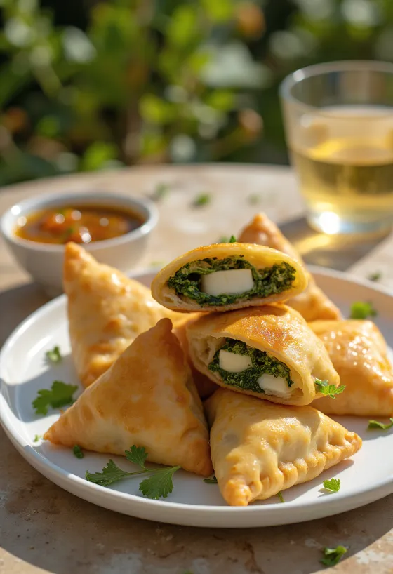 Samosa ze szpinakiem i serem paneer